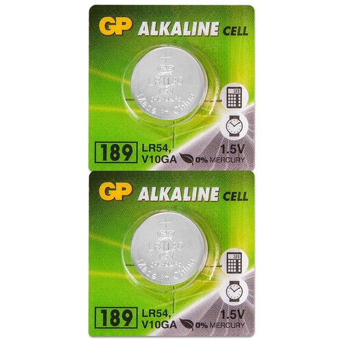 Батарейка AG10 (LR54, LR1130, 389) 1.5V GP Blister, 2 шт. батарейка ag10 lr54 lr1130 389 1 5v gp blister 2 шт