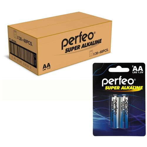 Батарейка Perfeo LR6/2BL Super Alkaline, 60шт батарейка эра lr6 2bl
