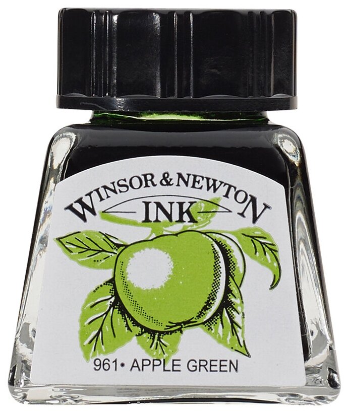 Тушь Winsor&Newton для рисования, зеленое яблоко, стекл. флакон 14мл