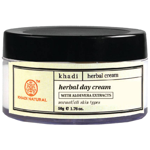 Дневной крем с алоэ-вера для всех типов кожи Кхади / Khadi Herbal day cream, 50 гр herbal face cream khadi night cream khadi natural травяной крем для лица ночной для всех типов кожи кхади нэчрл 50 г