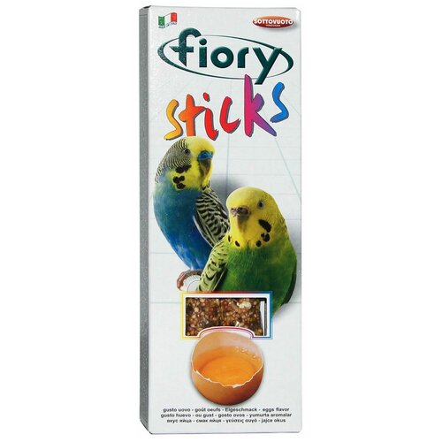 fiory sticks палочки для попугаев с яйцом 60 гр 10 шт Fiory Sticks лакомство с яйцом для попугаев, вакуум, 2 палочки по 30 гр, 60 гр.