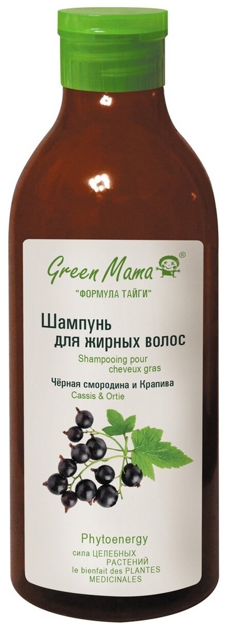 Green Mama шампунь Формула тайги для жирных волос Черная смородина и Крапива, 400 мл