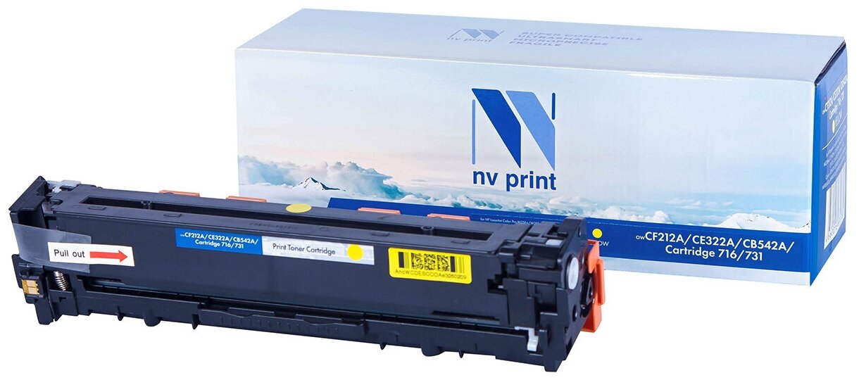 Картридж NV Print NV-CF212A/CE322A/CB542A/NV-716/731 Yellow для Hewlett-Packard LaserJet Color Pro M251n/M251nw/M276n/M276nw/CP1525n/CP1525nw/CM1415fn/CM1415fnw/CP1215/CM1312/CM1312nfi/CP1215/Canon i-SENSYS LBP5050/LBP5050n/MF8030Cn/MF8040Cn/MF8050Cn/MF80
