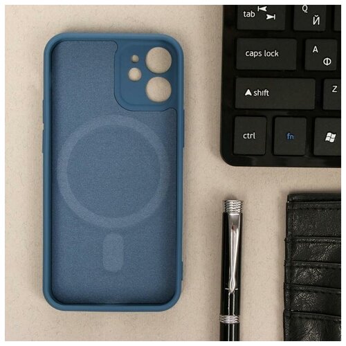 фото Чехол luazon для iphone 12 mini, поддержка magsafe, силиконовый, темно- синий