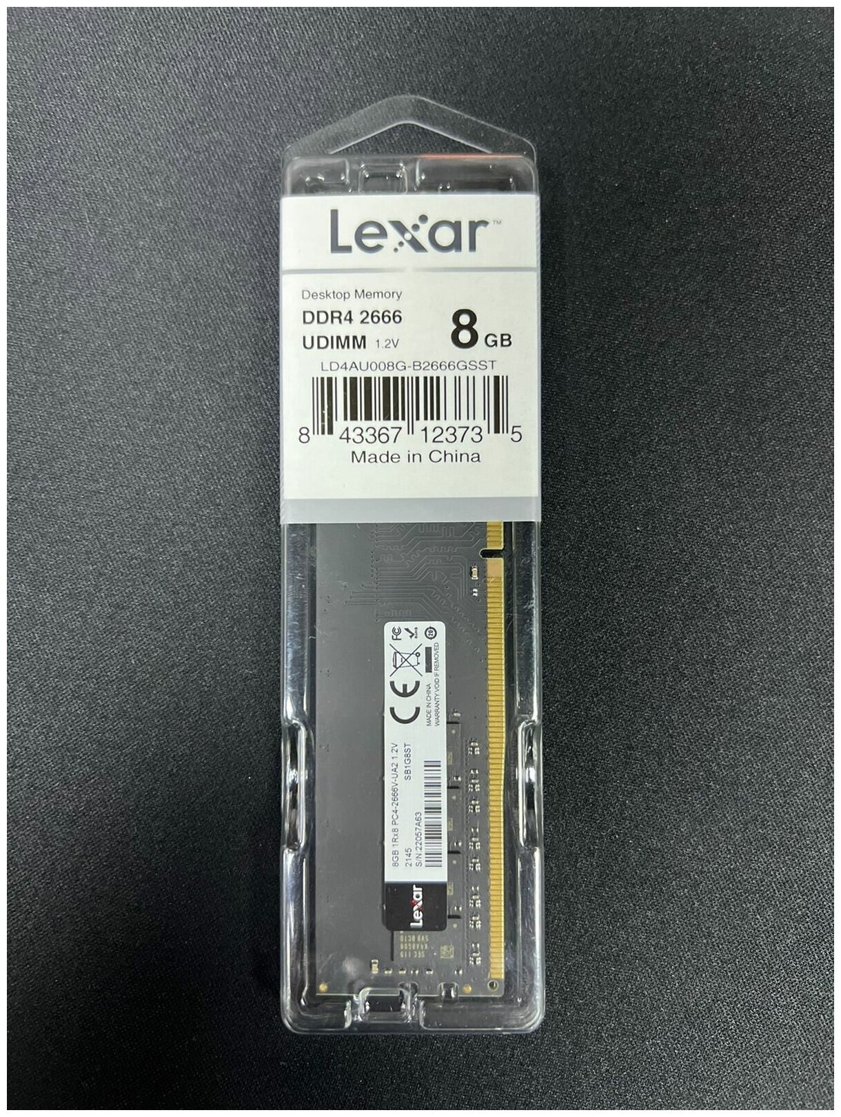 Оперативная память Lexar 8 ГБ DDR4 2666 МГц UDIMM 1.2v (LD4AU008G-B2666GSST)