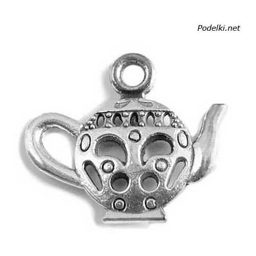 фото Фурнитура для бижутерии подвеска чайник 0006272 серебряный цвет 18x15 мм, цена за 10 шт. поделки.рф