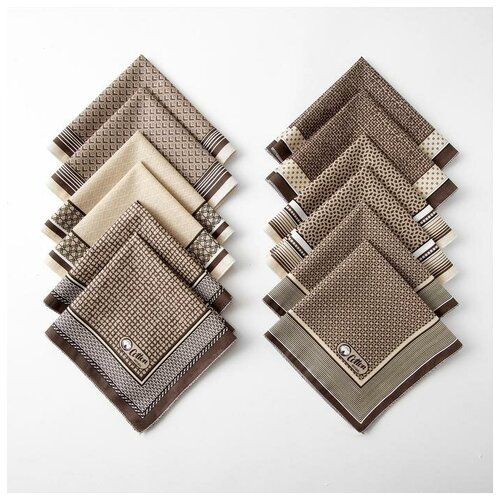 фото Этель платки носовые мужские этель "серджио" 30*30 см,(набор 12 шт,) цв.коричневый, рис. микс