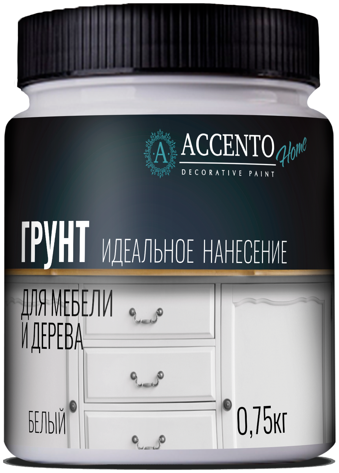 Грунт для мебели и дерева AccentO Home белый, 0,75кг 34329