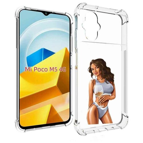 Чехол MyPads девушка-в-сером-купальнике- женский для Xiaomi Poco M5 задняя-панель-накладка-бампер