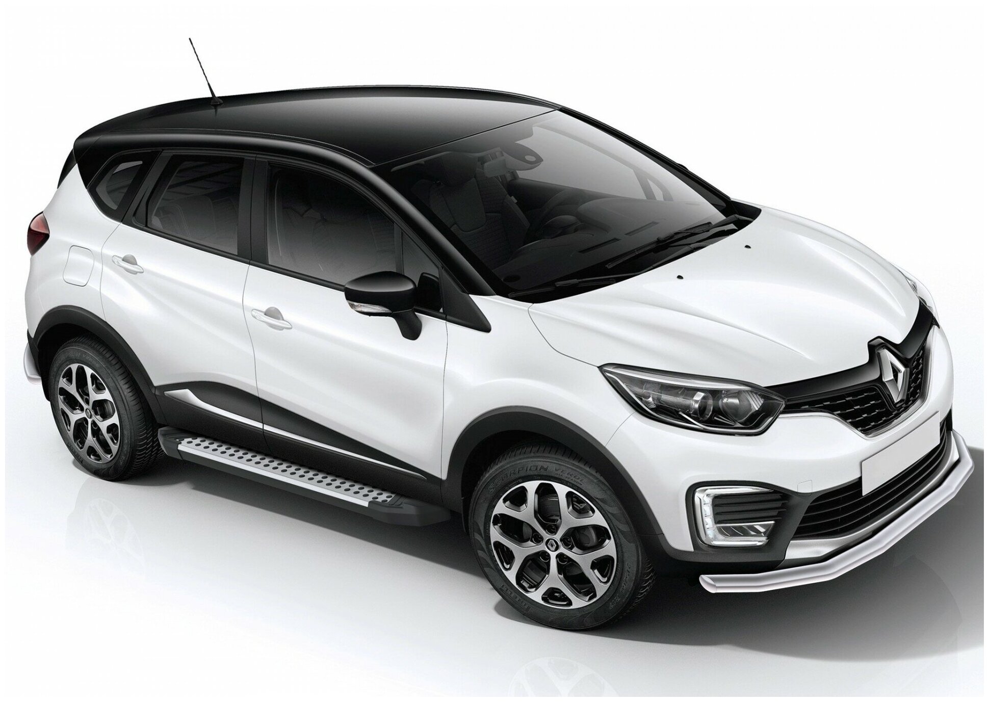 Пороги алюминиевые с площадкой "BMW-style D" (арт. D173AL.4703.1) RENAULT Kaptur 2016-2020