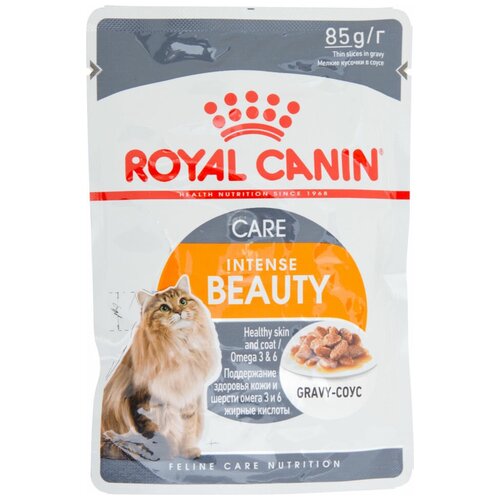 Влажный корм для кошек Royal Canin Intense Beauty, для здоровья кожи и блеска шерсти 85 г (кусочки в соусе)