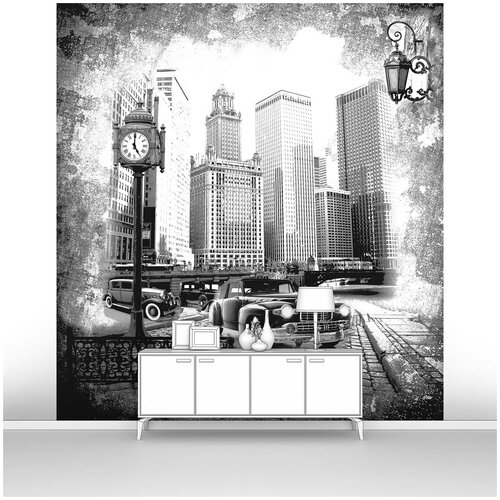 Фотообои на стену первое ателье Черно-белая фотография улицы 200х220 см ШхВ флизелиновые Premium 3316₽