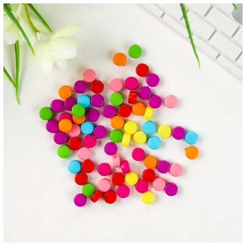 Бусины для творчества пластик Цветные кругляшки набор 120 шт 0,3х0,6х0,6 см