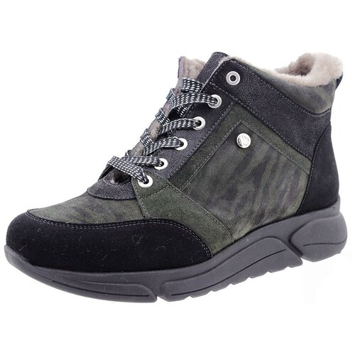 Ботинки PieSanto женские (арт 205085) зимние черно-зеленые из натуральной замши, размер 40