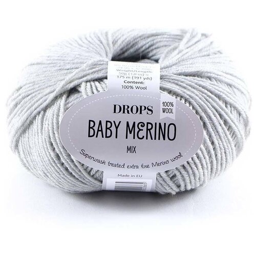 Пряжа DROPS Baby Merino Цвет. 22m, серый, 4 мот., мериносовая шерсть - 100%