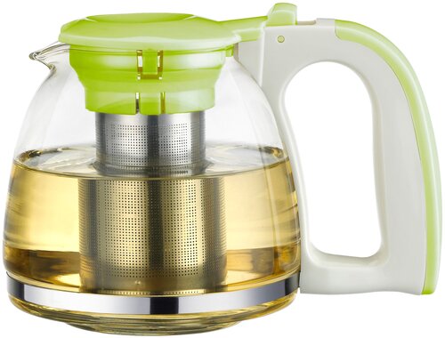 Calve чайник заварочный CL-7009, 1100 мл, 1.1 л, прозрачный/зеленый