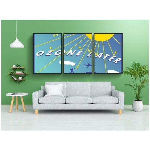 фото Набор модулных постеров для интерьера "диаграмма, земля, солнце" 60x90 см. в тубусе, без рамки lotsprints