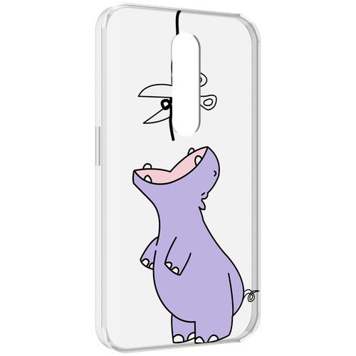 Чехол MyPads динозаврик-фиолетовый для Motorola Moto X Force (XT1585 / XT1581) задняя-панель-накладка-бампер