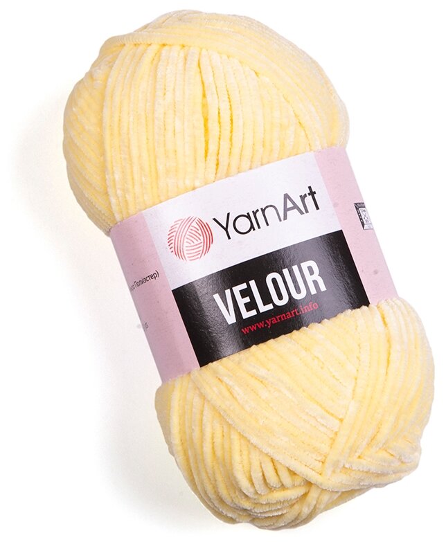 Пряжа для вязания YarnArt Velour (ЯрнАрт Велюр) - 5 мотков 844 желтый, фантазийная, плюшевая для игрушек 100% микрополиэстер 170м/100г