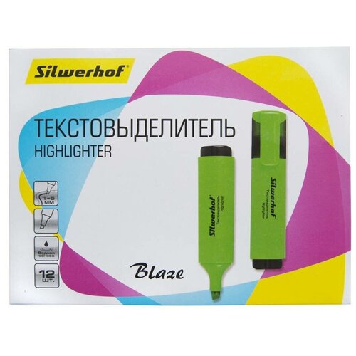 текстовыделитель silwerhof blaze 108036 06 скошенный пиш наконечник 1 5мм оранжевый картон 12 шт Текстовыделитель Silwerhof Blaze 108036-03 скошенный пиш. наконечник 1-5мм зеленый картон - 12 шт