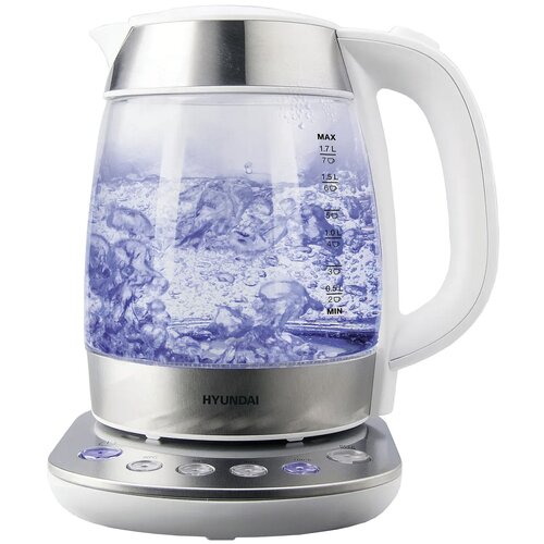 Чайник HYUNDAI HYK-G4033 белый/серебристый стекло