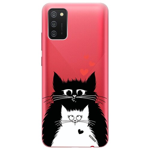 Ультратонкий силиконовый чехол-накладка ClearView для Samsung Galaxy A02s с 3D принтом Cats in Love ультратонкий силиконовый чехол накладка clearview 3d для samsung galaxy a52 с принтом cats in love
