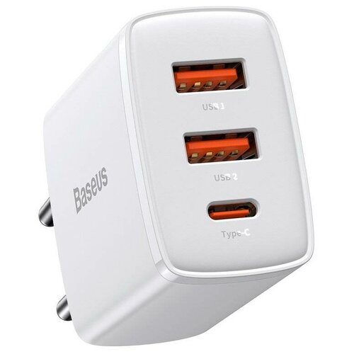 фото Сетевое зарядное устройство baseus compact quick charger 2u+c 30w eu белое (ccxj- e02)