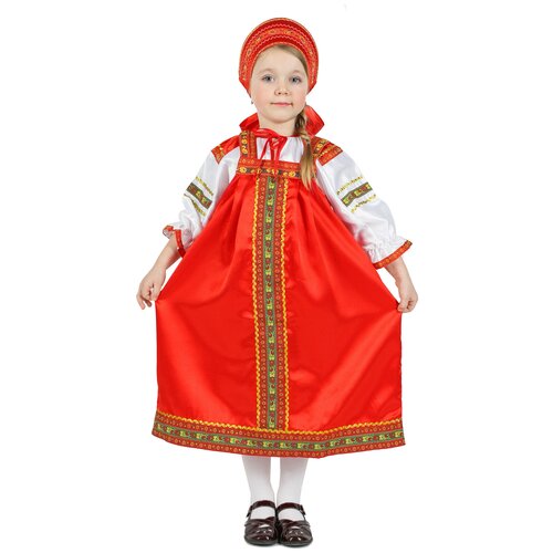 фото Костюм русский народный василиса (красный) детский русская красавица 8 лет (128 см) (сарафан, блуза)
