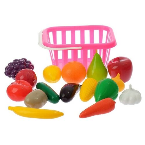 Набор «Фрукты и овощи» в корзине, 17 предметов, цвета микс набор фрукты и овощи в корзине 17 предметов цвета микс
