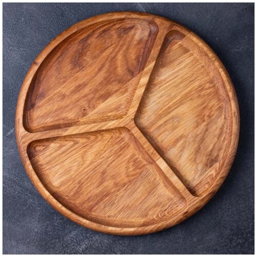 Менажница деревянная круглая 3 отделения 25*25*2