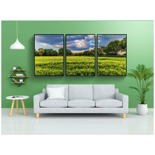 фото Набор модулных постеров для интерьера "поле, обрезать, буря" 60x90 см. в тубусе, без рамки lotsprints