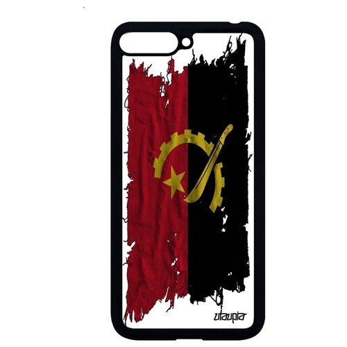 фото Качественный чехол на мобильный // huawei y6 2018 // "флаг анголы на ткани" дизайн государственный, utaupia, белый