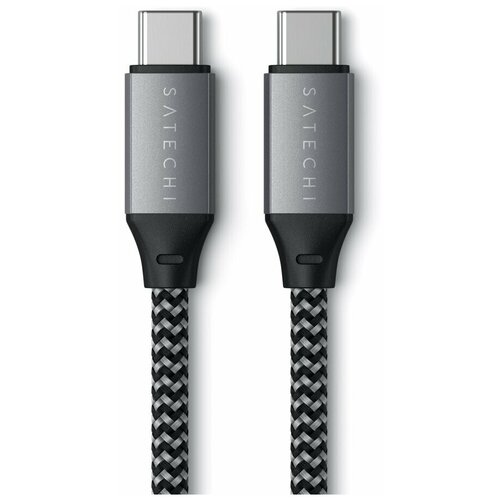 Дата-кабель Satechi USB-C (2 м, 100 Вт, 480 Мбит/с; поддержка PD) Серый космос / Space Gray дата кабель satechi usb c lightning 1 8 м 29 вт 480 мбит с mfi поддержка pd серый космос space gray