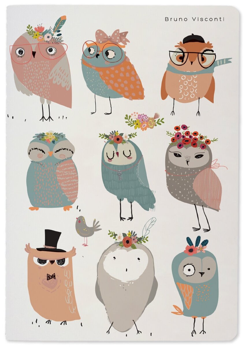Тетрадь общая "Cute Owles" (40 листов, 147х210 мм, клетка) (7-40-001/115) Bruno Visconti - фото №1