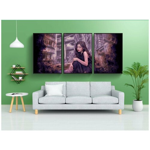 фото Набор модулных постеров для интерьера "фантазия, темный, готика" 60x90 см. в тубусе, без рамки lotsprints