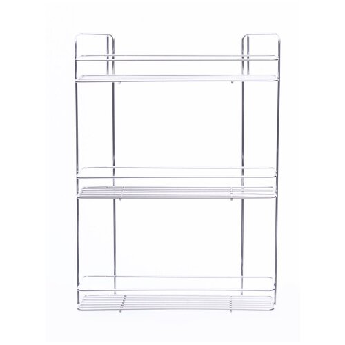 Полка для ванной из нержавеющей стали AISI 304,3-х ярусная, форма прямоугольная , 46х35х11 см