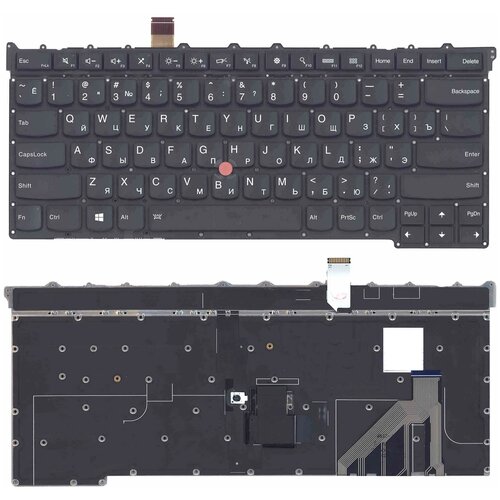 Клавиатура для ноутбука Lenovo ThinkPad X1 carbon Gen 3 2015 черная c подсветкой 7730₽
