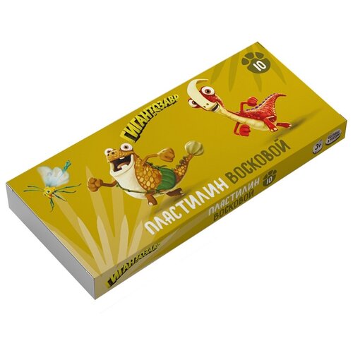 Пластилин восковой Гигантозавр 120 г, (картонная упаковка), 10 цветов, 01 (GGZ-LMCW0110)