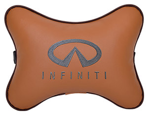 Автомобильная подушка на подголовник экокожа Fox с логотипом автомобиля INFINITI