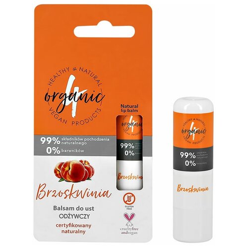 Бальзам для губ 4ORGANIC Персик (разглаживающий) 5 г