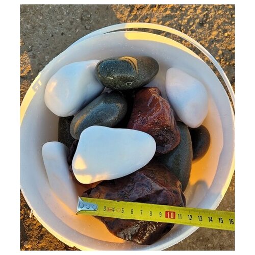 Микс камни для бани Диабаз Яшма Кварц галтованные 7-14 см упаковка 15 кг камни для бани жар камень микс галтованный яшма диабаз кварц 80 140