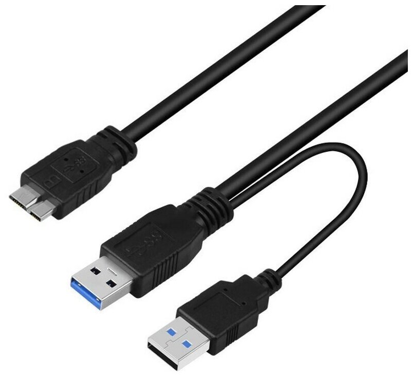 Кабель 2хUSB 3.0(m) - micro USB 3.0(m), Y-кабель (Для подключения жестких дисков)/Дисконт63