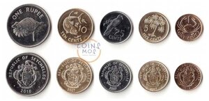 Сейшелы Набор из 5 монет 2007 - 2014 г. Животные, растения