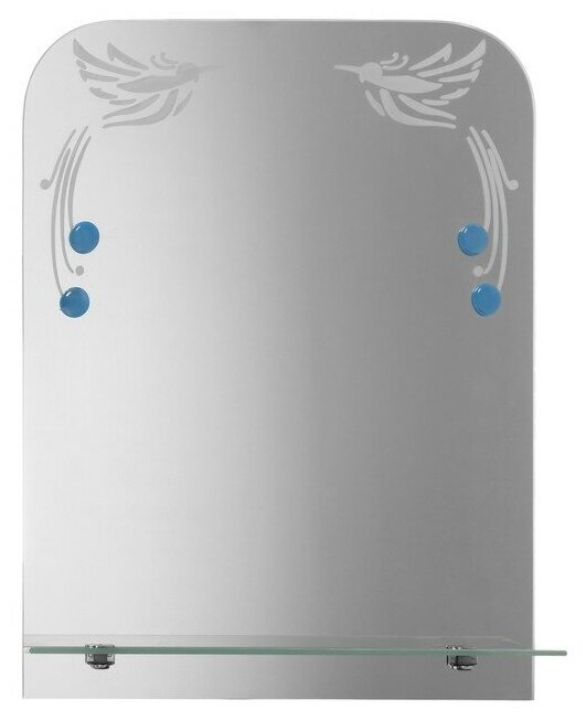 фото Зеркало «Райские птицы», с пескоструйной графикой и фьюзингом, настенное, с полочкой, 35×45 4348390