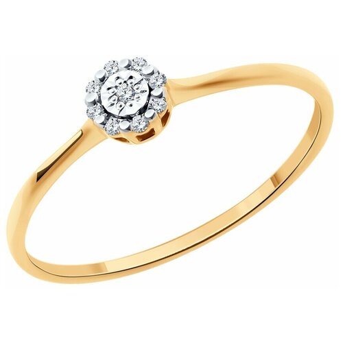 Кольцо Diamant, комбинированное золото, 585 проба, бриллиант, размер 16.5