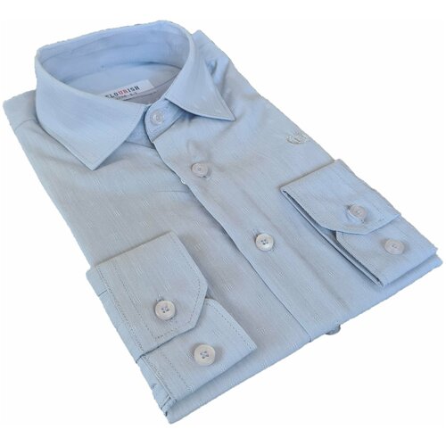 Школьная рубашка для мальчика Флоуриш, голубой, Рост 116-122
