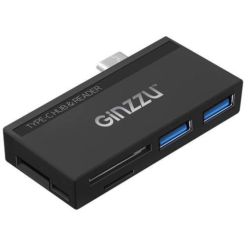 Card Reader внешний GiNZZU, (GR-864UB) Черный Type C 2xUSB3.0+USB2.0+U3:SD/TFx2