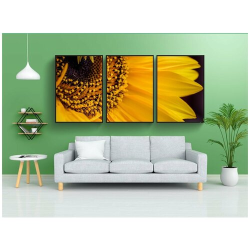 фото Набор модулных постеров для интерьера "желтый, подсолнечник, цветок" 60x90 см. в тубусе, без рамки lotsprints