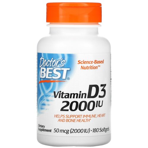 Капсулы Doctor's Best Vitamin D3, 80 г, 2000 ME, 180 шт.