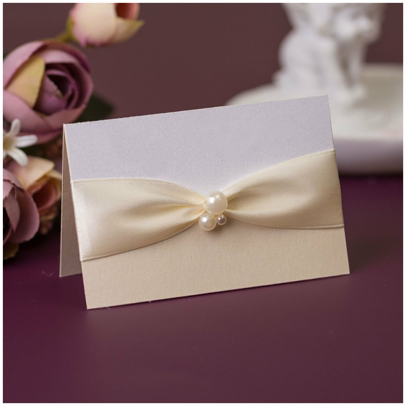 Банкетная карточка ручной работы для рассадки гостей на свадьбе "Жемчуг", 5 штук